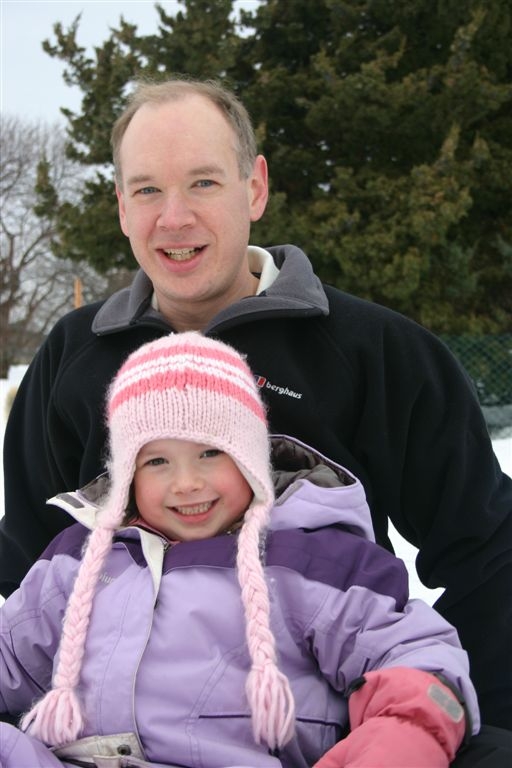 Morrie and Anna tobogganing