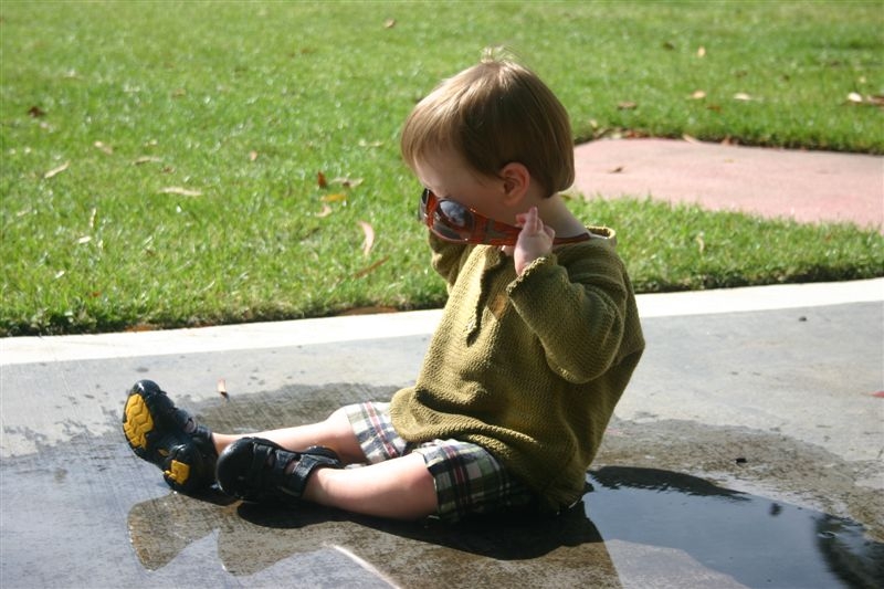 Alex in puddle