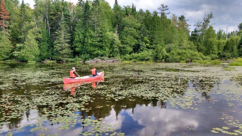 My mother and I on a lake in Quebec.